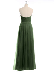 Col En Cœur Sans Bretelles Empire Tulle Robes Olive Verte Grande Taille
