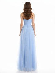 Col En Cœur Sans Bretelles Empire Tulle Robes Bleu Ciel