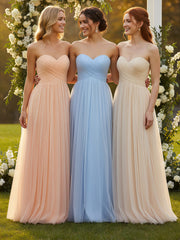 Col En Cœur Sans Bretelles Empire Tulle Robes Bleu Ciel