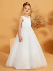 Robe de Fille Ball Gown en Dentelle Perlée et Tulle