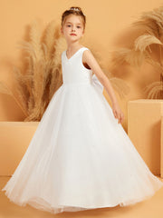 Robe de Fille Ball Gown en Dentelle Perlée et Tulle
