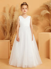 Robe de Fille Ball Gown en Dentelle Perlée et Tulle