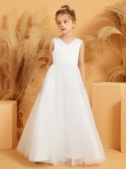 Robe de Fille Ball Gown en Dentelle Perlée et Tulle