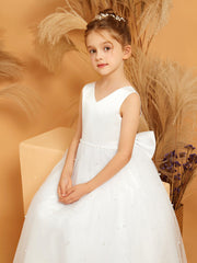 Robe de Fille Ball Gown en Dentelle Perlée et Tulle