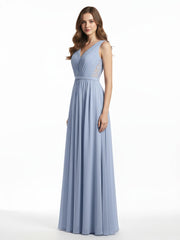 Col En V Mousseline Robes Avec Dentelle Dos Bleu Ciel Grande Taille