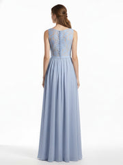 Col En V Mousseline Robes Avec Dentelle Dos Bleu Ciel Grande Taille