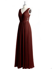Col En V Mousseline Robes Avec Dentelle Dos terracotta
