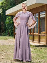 Robe Diamantée à A-ligne en Mousseline avec Cape Crépuscule