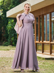 Robe Diamantée à A-ligne en Mousseline avec Cape Crépuscule