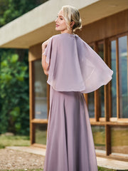 Robe Diamantée à A-ligne en Mousseline avec Cape Crépuscule