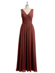 Dentelle Bretelles Longue Mousseline Robes Avec Nœud Ceinture terracotta