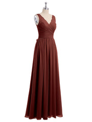 Dentelle Bretelles Longue Mousseline Robes Avec Nœud Ceinture terracotta