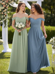 Robes Demoiselle d'honneure Hors de l'épaule Empire Sauge Poudrée