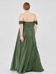 Robes Demoiselle d'honneure Hors de l'épaule Empire Olive Verte