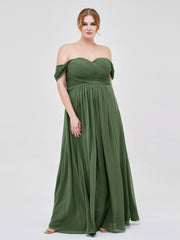 Robes Demoiselle d'honneure Hors de l'épaule Empire Olive Verte Grande Taille