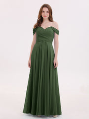 Robes Demoiselle d'honneure Hors de l'épaule Empire Olive Verte