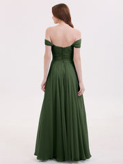 Robes Demoiselle d'honneure Hors de l'épaule Empire Olive Verte