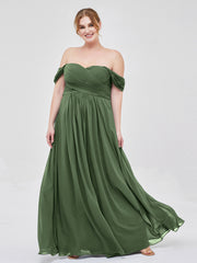 Robes Demoiselle d'honneure Hors de l'épaule Empire Olive Verte Grande Taille