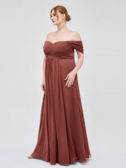 Robes Demoiselle d'honneure Hors de l'épaule Empire terracotta