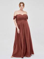 Robes Demoiselle d'honneure Hors de l'épaule Empire terracotta