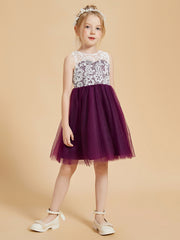 Robes de Fille Elégantes Sans Manches en Dentelle et Tulle