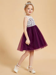 Robes de Fille Elégantes Sans Manches en Dentelle et Tulle