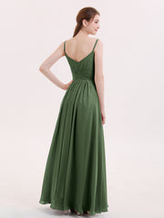 Empire Robe Demoiselle d'honneur avec Spaghetti Bretelle Olive Verte