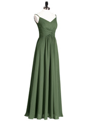 Empire Robe Demoiselle d'honneur avec Spaghetti Bretelle Olive Verte Grande Taille