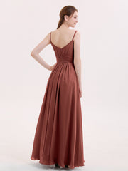 Empire Robe Demoiselle d'honneur avec Spaghetti Bretelle terracotta