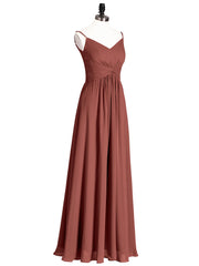 Empire Robe Demoiselle d'honneur avec Spaghetti Bretelle terracotta