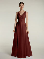 Illusion Col En V Tulle Robes Longues terracotta Grande Taille