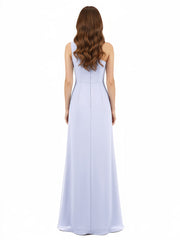 Une Epaule Mousseline Robe avec Jupe Cascade Lavande