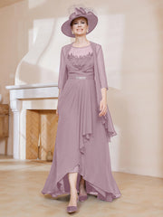 Robe en Mousseline à Col Illusion avec Veste Dusk Grande Taille