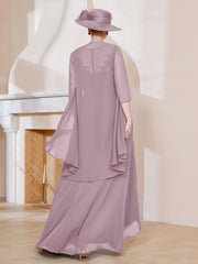 Robe en Mousseline à Col Illusion avec Veste Dusk Grande Taille