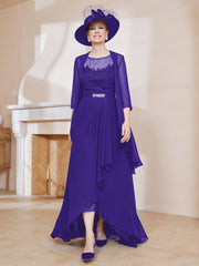 Robe en Mousseline à Col Illusion avec Veste Régence Grande Taille