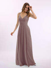 Spaghetti Bretelle Col En V Mousseline Tenues Avec Poche Dusk Grande Taille