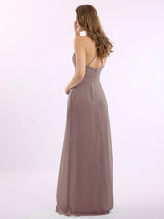 Spaghetti Bretelle Col En V Mousseline Tenues Avec Poche Dusk Grande Taille