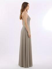 Spaghetti Bretelle Col En V Mousseline Tenues Avec Poche Taupe