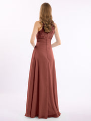 Dentelle Profond Col En V Et Dos Mousseline Robes Longues terracotta