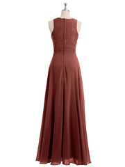 Dentelle Profond Col En V Et Dos Mousseline Robes Longues terracotta