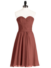 Col en Cœur Longueur de Genou Mousseline Robe Demoiselle d'honneur terracotta Grande Taille