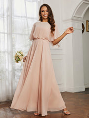 Hors De l'Épaule Mousseline Longueur Complète Robe Rose Perle Grande Taille