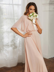 Hors De l'Épaule Mousseline Longueur Complète Robe Rose Perle Grande Taille