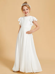 Robe de Fille à Volants et Col en Scoop avec Manches Flottantes