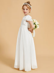 Robe de Fille à Volants et Col en Scoop avec Manches Flottantes