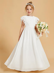 Robe de Fille à Volants et Col en Scoop avec Manches Flottantes