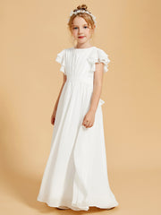 Robe de Fille à Volants et Col en Scoop avec Manches Flottantes