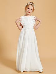 Robe de Fille à Volants et Col en Scoop avec Manches Flottantes