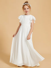Robe de Fille à Volants et Col en Scoop avec Manches Flottantes