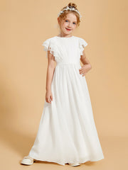 Robe de Fille à Volants et Col en Scoop avec Manches Flottantes
